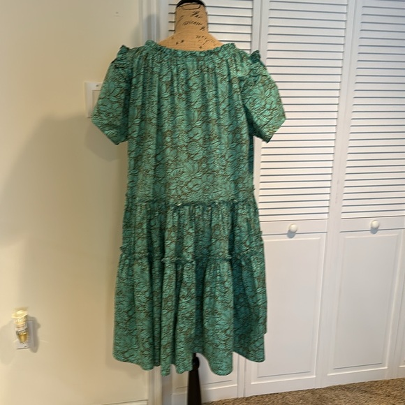 Olive and mint Green Floral design Women's Dress - Picture 3 of 3
